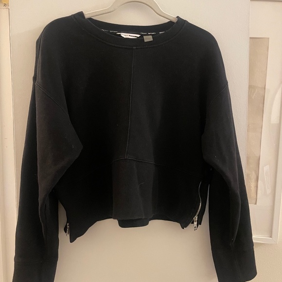 DKNY Sport Black Sweatshirt with Zipper Detail, XL - Picture 1 of 5